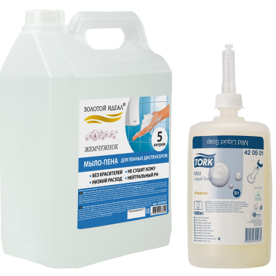 Мыло, картриджи с жидким мылом и мылом-пеной 